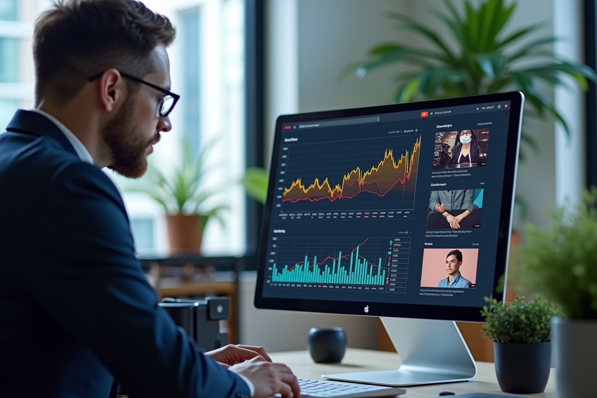 Analyste marketing examinant graphiques YouTube