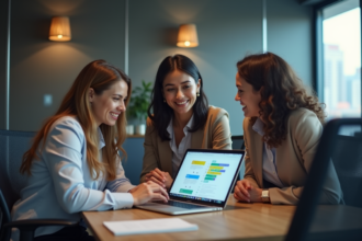 Equipe diversifiee analysant des resultats de tests A B