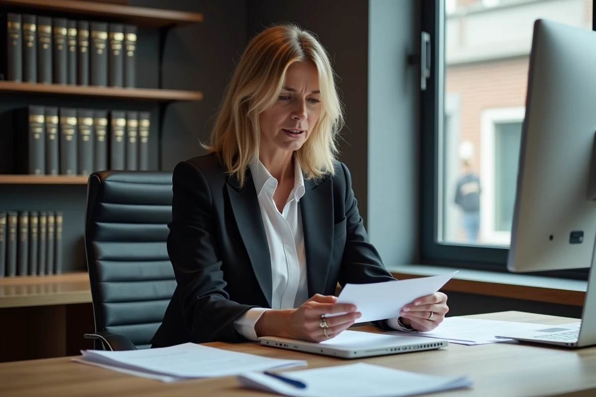 Femme d affaires examinant des documents dans un bureau professionnel