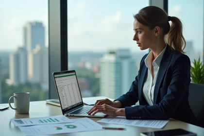 Jeune femme professionnelle utilisant Excel au bureau