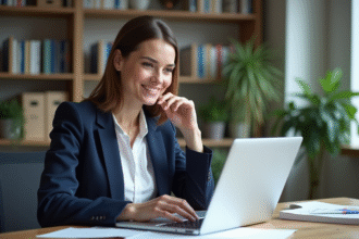 Femme professionnelle analysant des graphiques marketing au bureau