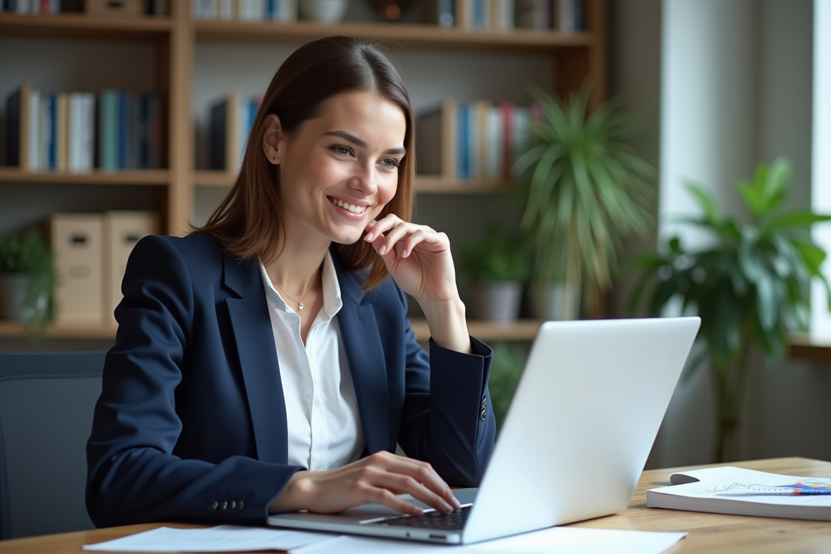Femme professionnelle analysant des graphiques marketing au bureau