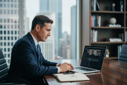 Homme d'affaires en costume navy lors d'une réunion