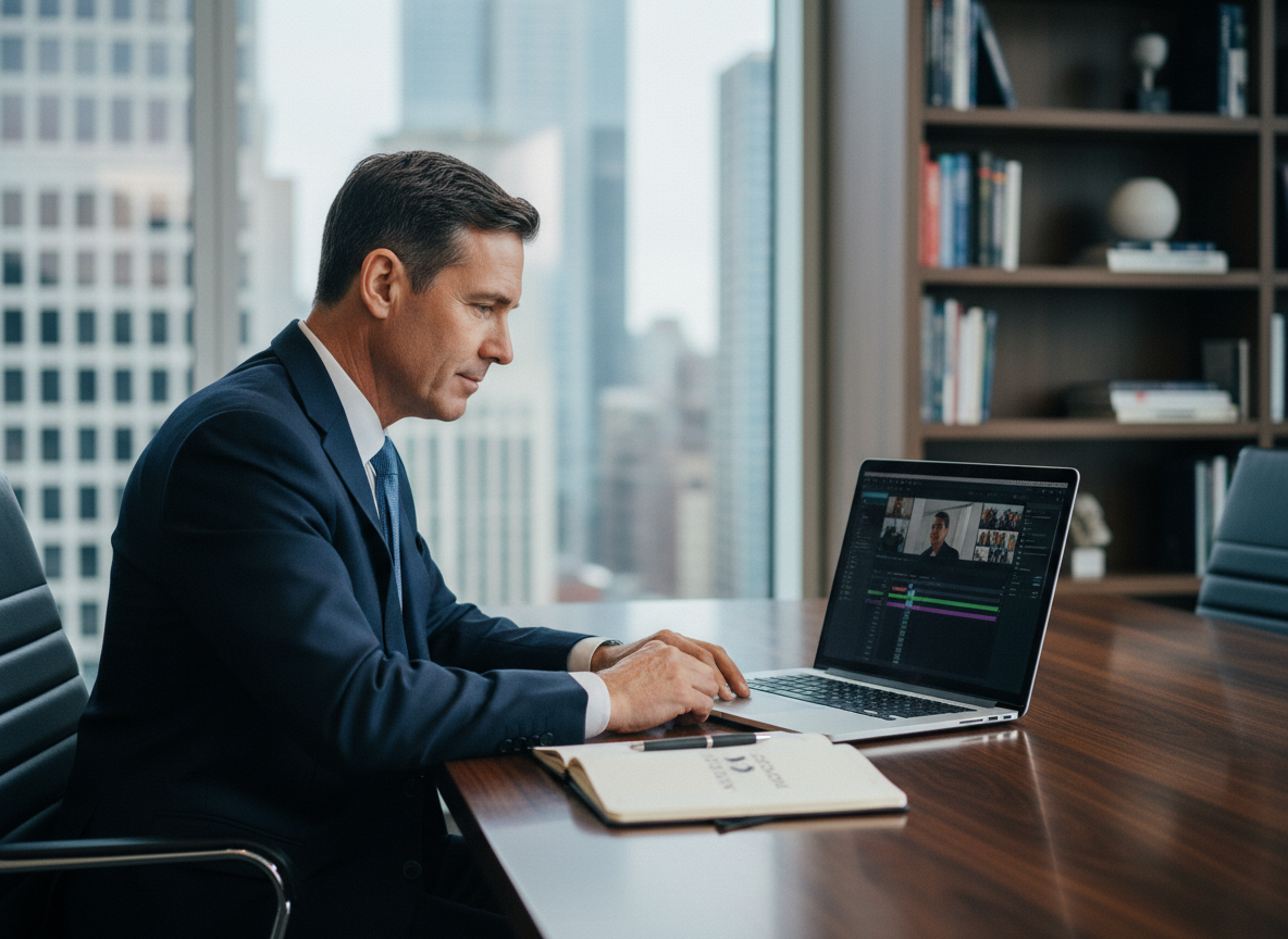Homme d'affaires en costume navy lors d'une réunion