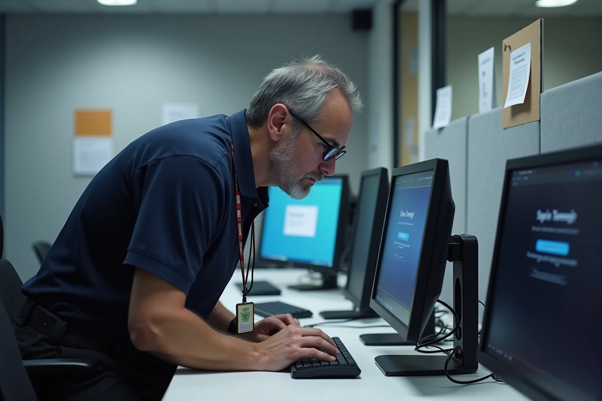 Technicien informatique universitaire diagnostiquant une panne de la messagerie académique ac-montpellier